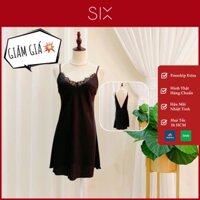 Đầm Ngủ Basic Màu Đen Trơn SIX Homewear