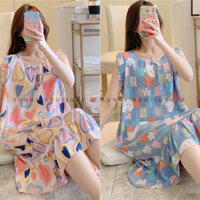 Đầm ngủ bigsize, đồ bầu mặc nhà SUNNYBOUTIQUE váy ngủ cute lanh lụa mềm mịn mát thiết kế cánh tiên phối bèo dễ thương