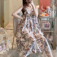 Đầm ngủ cotton lụa không lưng cho phụ nữ, đầm dây mỏng sexy mùa hè, đồ ngủ viscose phong cách cung đình Nhật Bản