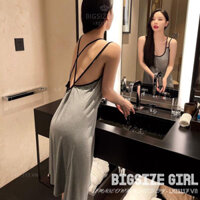 Đầm Ngủ Dáng Dài Bigsize Váy Ngủ 2 Dây Sexy Hở Lưng Mỏng Mùa Hè Gợi Cảm Mặc Nhà Cho Nữ