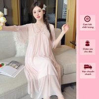 Đầm ngủ dễ thương phong cách công chúa, hai lớp mềm mại. Q285