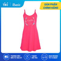Đầm ngủ hai dây thun Cotton in hoạ tiết phía trước iBasic SW007 - Hồng dâu - M