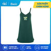Đầm ngủ hai dây thun Cotton in hoạ tiết phía trước iBasic SW007 - Xanh cổ vịt - M