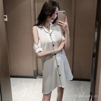 Đầm ngủ lụa băng mới cho phụ nữ, mùa hè dài trên đầu gối, thời trang sexy quyến rũ, người nổi tiếng internet, cao cấp, kích thước lớn, đồ ngủ mùa hè mát mẻ