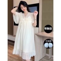 Đầm ngủ mùa hè thoải mái bán chạy cho phụ nữ, phong cách công chúa mỏng nhẹ, đồ ngủ lưới ren WJPS