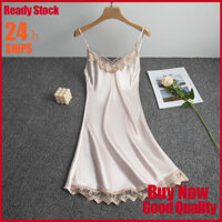 Đầm ngủ nữ cỡ lớn không tay viền ren mùa hè sexy đồ ngủ lỏng lẻo bằng lụa băng mùa hè
