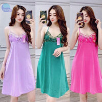 Đầm Ngủ Nữ Thun Lạnh LIQUITY Váy Ngủ 2 Dây Phối ren Thoáng Mát - Hàng mới về