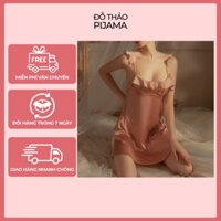 Đầm ngủ satin, váy ngủ lụa sexy (có 2 màu) Freesize 40-60Kg