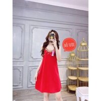 Đầm ngủ thun lạnh kiểu 2 dây có nút điều chỉnh