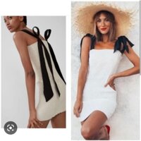 Đầm nhún ôm body smocked body mini dress buộc nơ hai dây vai hoa nhí hàng xuất Hàn cao cấp dư xịn