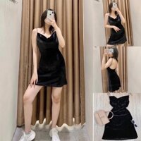 Đầm Nhung 2 Dây Hở Lưng Cổ Đổ Xẻ Tà Quyến Rũ 🌹