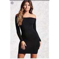Đầm nhung body ngắn f21 tay dài bẹt vai VNXK xuất khẩu dư xịn forever21