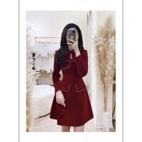 ĐẦM NHUNG CỔ GIỌT LỆ