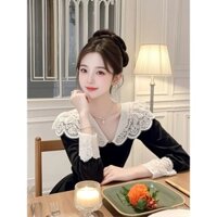 Đầm nhung đen thanh lịch phong cách Chanel cho dịp trang trọng, đầm dài ôm eo phong cách Hepburn Pháp, mới mùa thu BKVR
