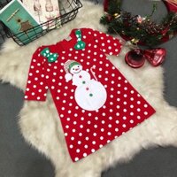 Đầm Noel bé gái chấm bi đỏ tay lỡ loại 1 hiệu Sunkids