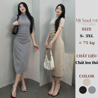 Đầm Nữ Body Cộc Tay Dáng Dài Xẻ Sau MiSoul, Váy Nữ Ôm Body Dáng Suông Co Giãn MiSoul 242 - Hàng mới về