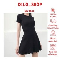 Đầm Nữ Body Đen Viền Bèo Váy Cộc Tay Dáng Ngắn-D002