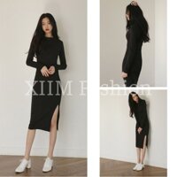 Đầm Nữ Body Đen Xẻ Vạt 🦋 Váy Nữ Ôm Chất Borip Dáng Dài 🦋 MSP: Q065