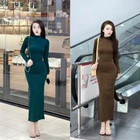 Đầm Nữ Body Tay Dài Tôn Dáng ANZi House – Đuôi Cá – Xẻ Tà và Kéo Sau- Vải Gân QC – Co giãn 4 chiều – Mặc Mát. Nữ Women Váy libre clothing Thun