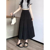 Đầm nữ, chân váy midi 3 lớp, xếp ly, chiffon mềm mại, chân váy dài thoáng khí 2 lớp, viền ren