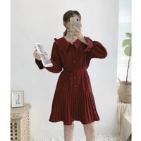 Đầm Nữ Chất Da Lộn Cổ Sen Xếp Ly Dưới M060- Lolla_Fashion