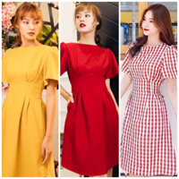 Đầm nữ cổ thuyền thắt nơ 3 màu, váy dạo phố, style hàn quốc xuongvnxk (kèm hình thật)