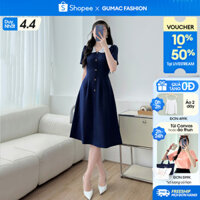 Đầm nữ dáng A xòe phối bâu thời trang GUMAC LDD1214
