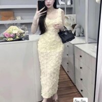 đầm nữ dáng dài,đầm dự tiệc sang chảnh đầm hoa hồng body đuôi cá cao cấp K18