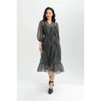 🌹Đầm Nữ Đen Thắt Nơ, Váy Nữ Kẻ Sọc Caro, Vải Lụa Voan Kèm Váy 2 Lớp, Thiết Kế Hàng Hiệu Ivy Xuất Dư, Size Dưới 62kg🌹