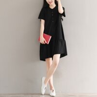 Đầm nữ đuôi cá midi phong cách thời trang Hàn Quốc, Đầm suông linen hàng đẹp CS80