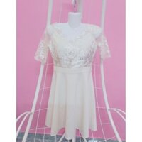 🌹Đầm Nữ Hoa Hồng Ren Trắng, Váy Nữ Dáng Xòe, Thiết Kế Thời Trang Size Dưới 57kg🌹