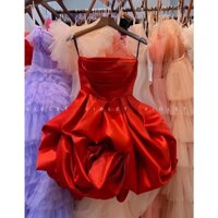 Đầm nữ Mary’s House đỏ cúp ngực xoè, xoắn bông hồng, đầm đi dự tiệc