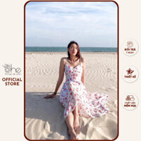 Đầm nữ maxi 2 dây She, váy 2 dây hoa voan đi biển siêu xinh cho nữ SDX117