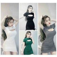 ĐẦM NỮ NGẮN ÔM BODY NHÚN KHOÉT NGỰC QUYẾN RŨ THỜI TRANG