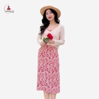 Đầm Nữ NHẬT VY Hoa Hai Dây Chất Mango Đi Chơi Dáng Suông Màu Xanh, Đỏ - D2200