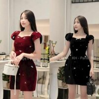 Đầm nữ nhung đính đá có lót quần, tiểu thư sang chảnh chọe