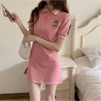 Đầm Nữ Polo Họa Tiết Gấu Váy Body Nữ Cộc Tay Dáng Ngắn 3 Màu - UC-75DA-360