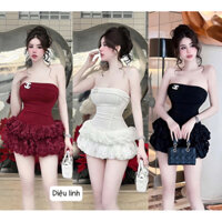 Đầm nữ quây bèo phối chân đính hoa bồng bềnh đi tiệc đi chơi xinh lắm