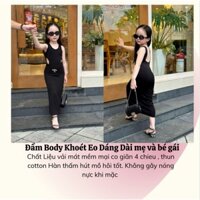 Đầm ôm body bé gái hở eo vải thun UMI co giãn 4 chiều hàng thiết kế cho mẹ và bé 3,4,5,6,7,8,9,10,12,13,14,15 tuổi