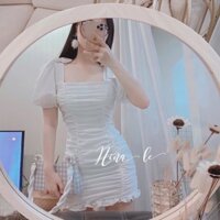 Đầm Ôm Body Cổ Chữ U Phối Nơ Vai