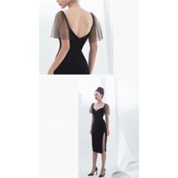 Đầm ôm body cổ tim tay lưới form căng đét XUất sắc RE