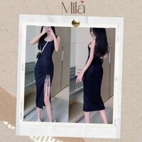 Đầm Ôm Body Dáng Dài Nữ Sexy Ba Lỗ Tà Rút Dây Chất Thun Co Giãn Thích Hợp Dự Tiệc Đi ChƠi Dạo Phố MILA CLOTHING DN012