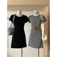 Đầm ôm Body dáng ngắn nhún eo Hach dáng Hở lưng đính nơ Đầm ôm tay ngắn thương hiệu WG.WE cao cấp