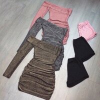 Đầm ôm body lệch vai kim tuyến