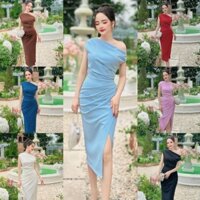 Đầm ôm body lệch vai tôn dáng cao cấp tặng hoa tai tn