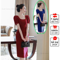 Đầm ôm body ngắn tay có dây kéo sau lưng, đầm suông cổ tròn nhún eo - A206 - NewB Fashion