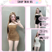 Đầm Ôm Body Nữ Thun Lưới Đính Đá Phối Dây Chéo Cổ Dáng Ngắn Tôn Dáng Siêu Đẹp