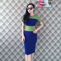 ĐẦM ÔM BODY PHỐI 2 MÀU