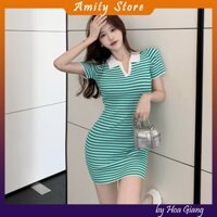 Đầm ôm body polo bằng len dệt kim, váy polo len hàng quảng châu cao cấp