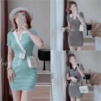 ĐẦM ÔM BODY SỌC NGANG ẢNH THẬT KÈM CLIP SV0